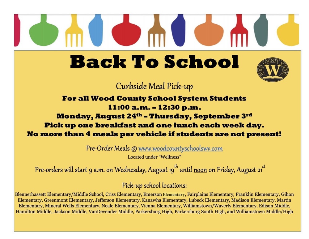 August 24September 3rd Meals Wood County Schools