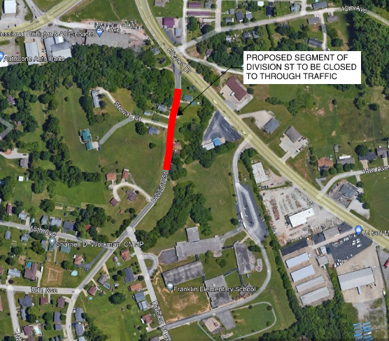satellite image of proposed road closure